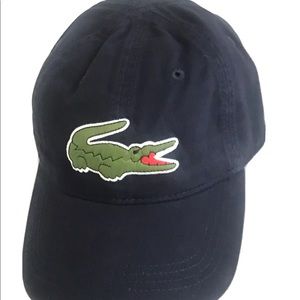 New Lacoste Men's Big Croc Gabardine Cap Navy Blue